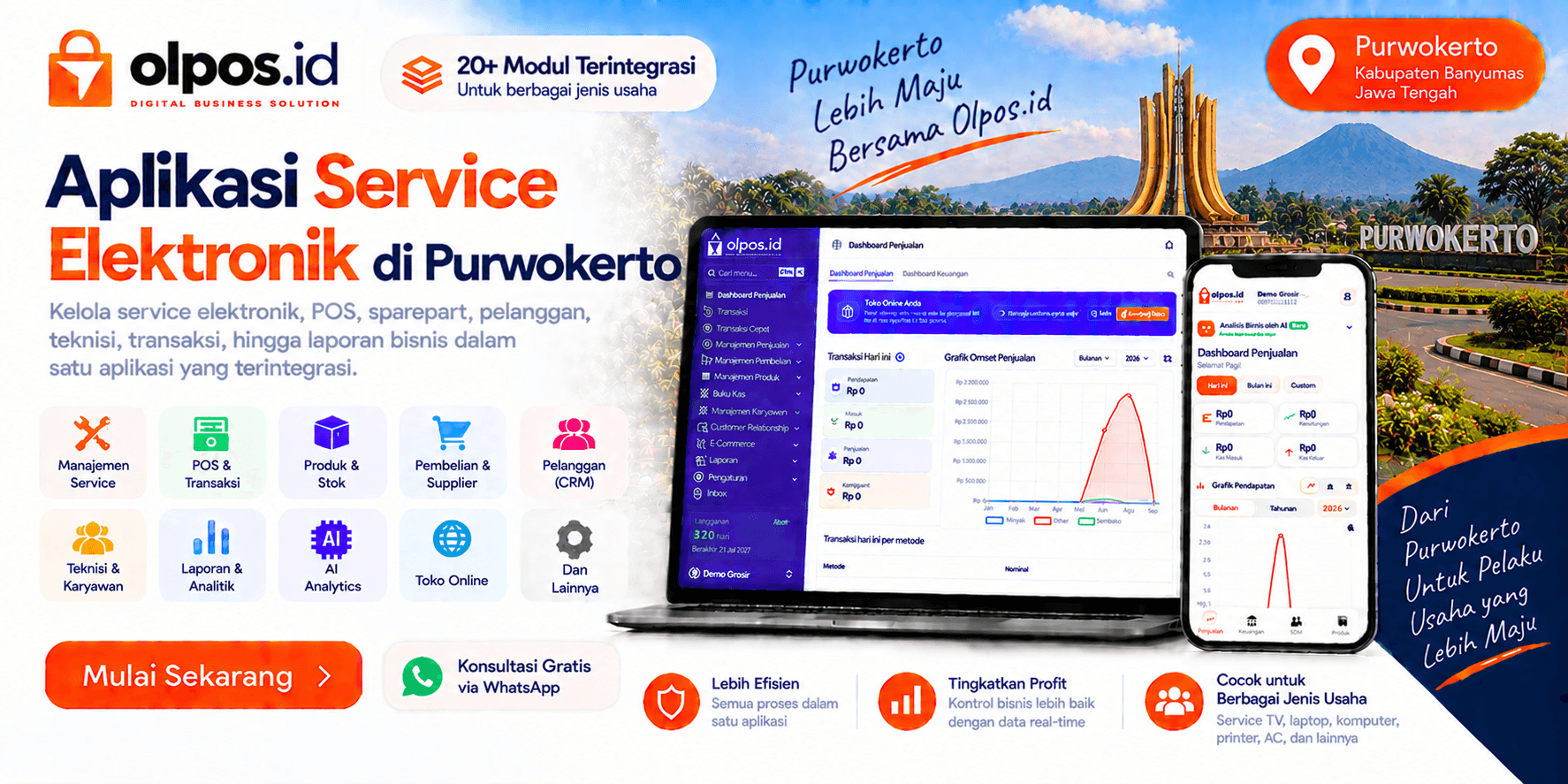 Aplikasi Service Elektronik Profesional di Purwokerto | Olpos.id