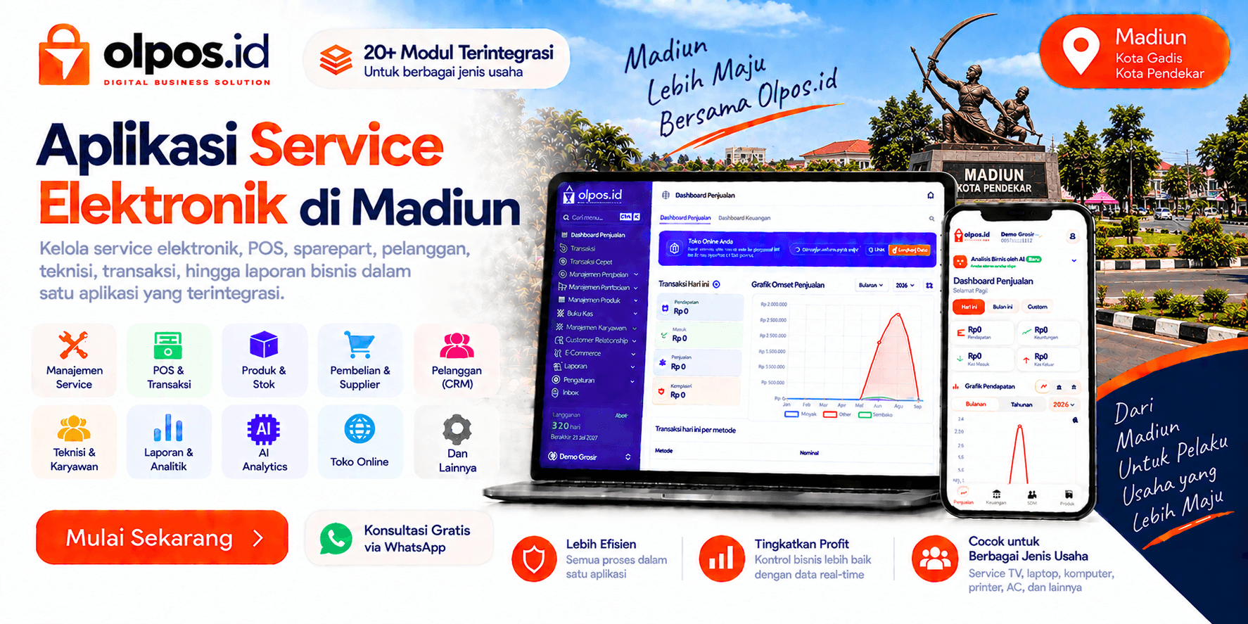 Aplikasi Service Elektronik Profesional di Madiun | Olpos.id