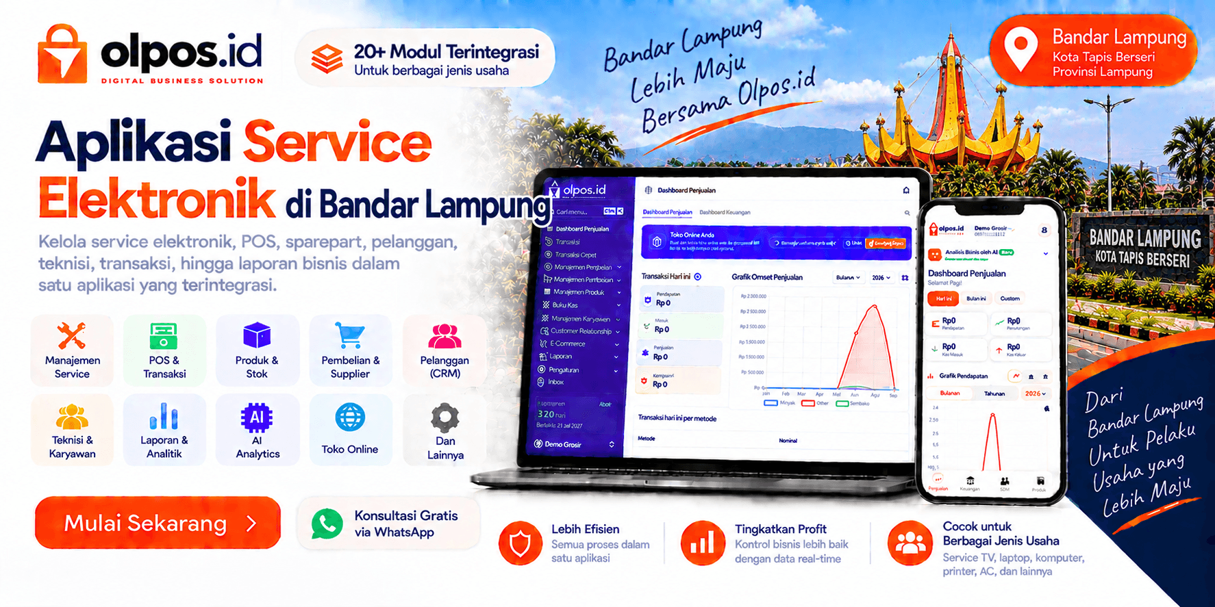 Aplikasi Service Elektronik Profesional di Bandar Lampung | Olpos.id