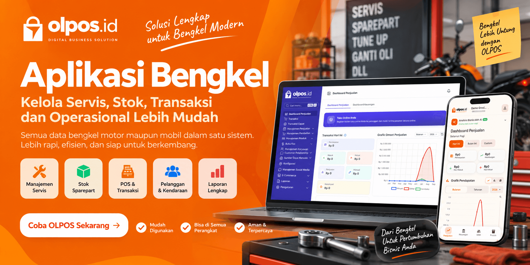 Aplikasi Bengkel untuk Mempermudah Pengelolaan Servis, Stok, dan Transaksi